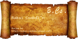 Baksi Csobán névjegykártya